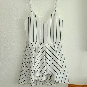 White Stripped Romper Dress